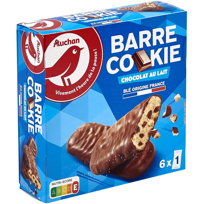 AUCHAN Cookies barres au chocolat au lait