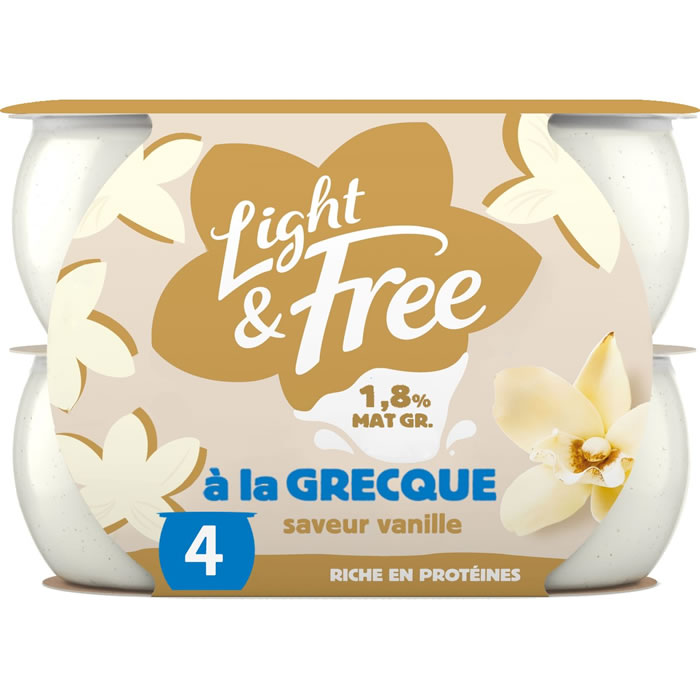 LIGHT & FREE Yaourts à la grecque à la vanille