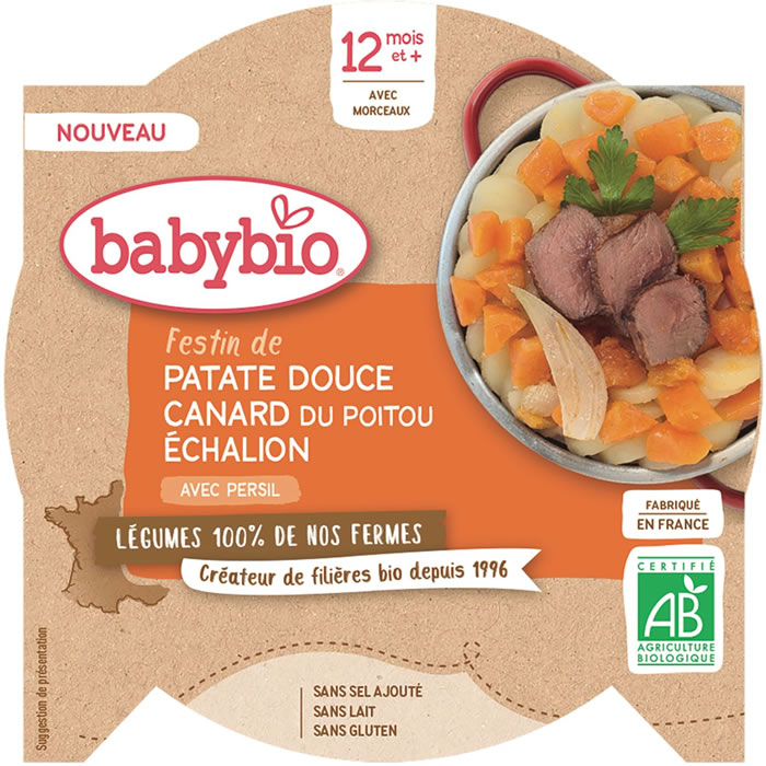 BABYBIO Patate douce, canard du Poitou et échalion bio dès 12 mois