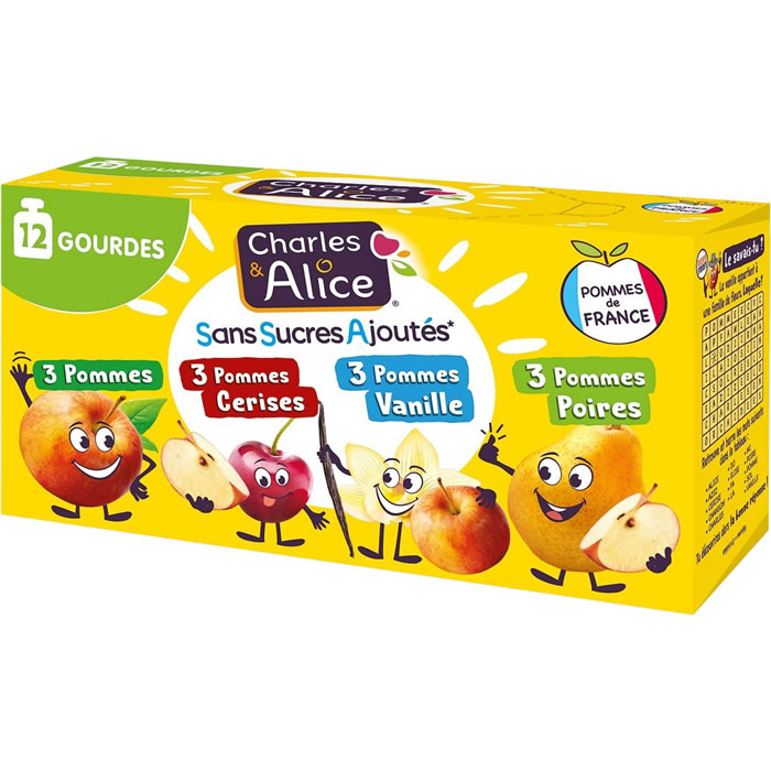 CHARLES&ALICE Dessert pomme, cerise, vanille, poire sans sucres ajoutés
