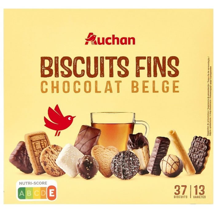 AUCHAN Assortiment de biscuits fins au chocolat Belge