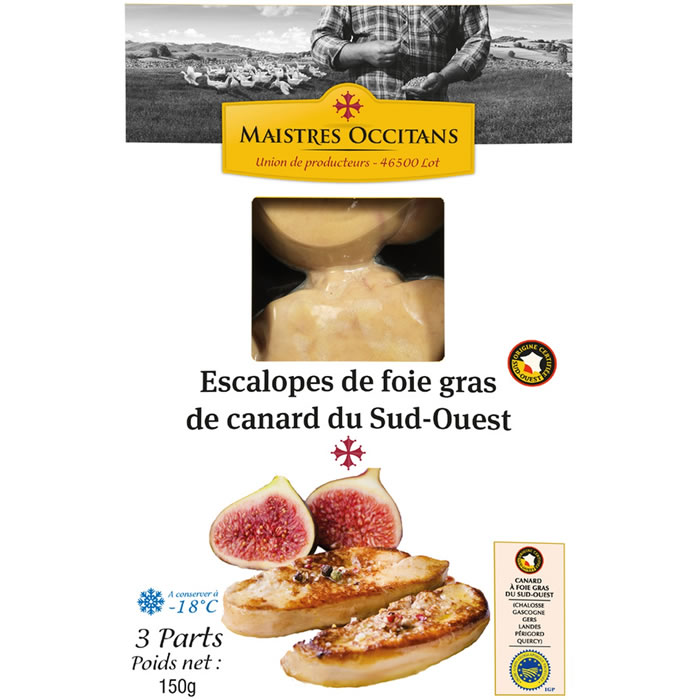 MAISTRES OCCITANS Foie gras de canard cru en escalope du Sud-Ouest IGP