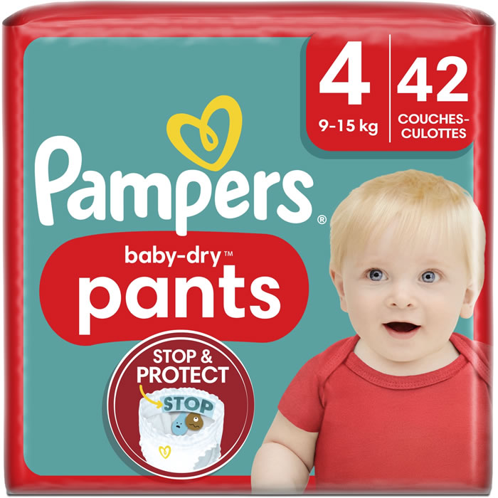 PAMPERS : Baby-Dry Pants - Couches-culottes taille 4 ( 9-15 kg) -  chronodrive