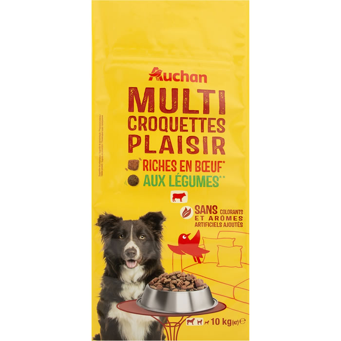 AUCHAN Croquettes au boeuf et légumes pour chien adulte