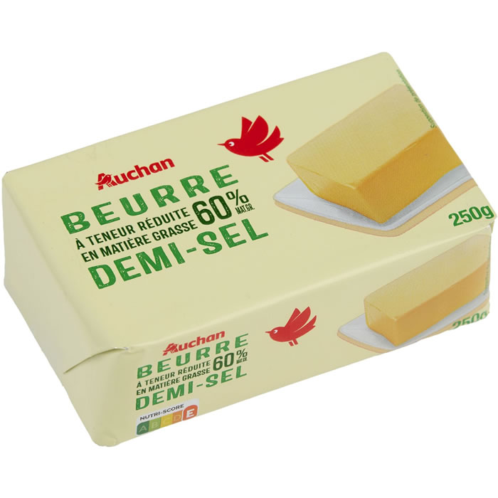 AUCHAN Beurre demi-sel 60% M.G