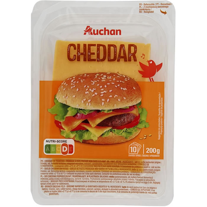AUCHAN Cheddar en tranches