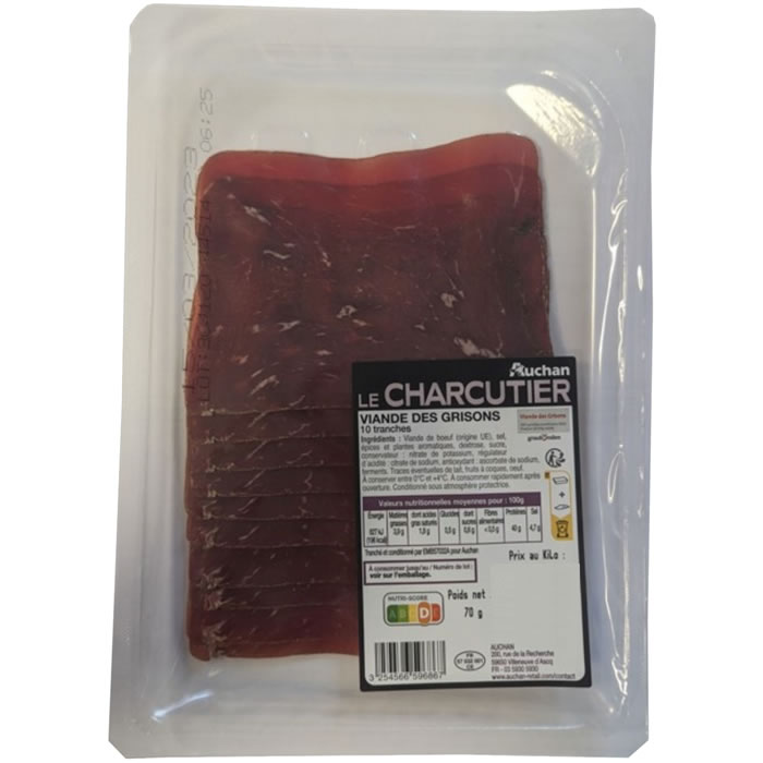 AUCHAN Le Charcutier Viande des Grisons en tranche