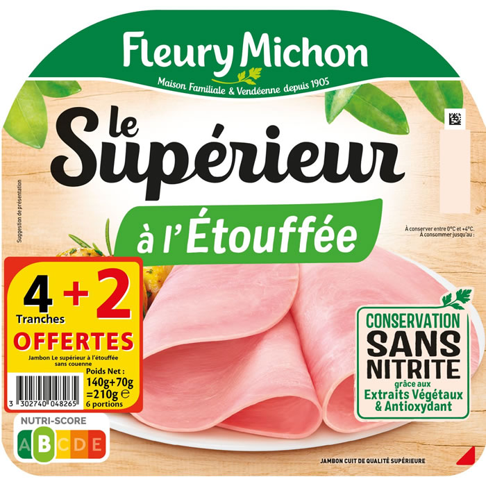 FLEURY MICHON Le Supérieur Jambon cuit à l'étouffée sans nitrite