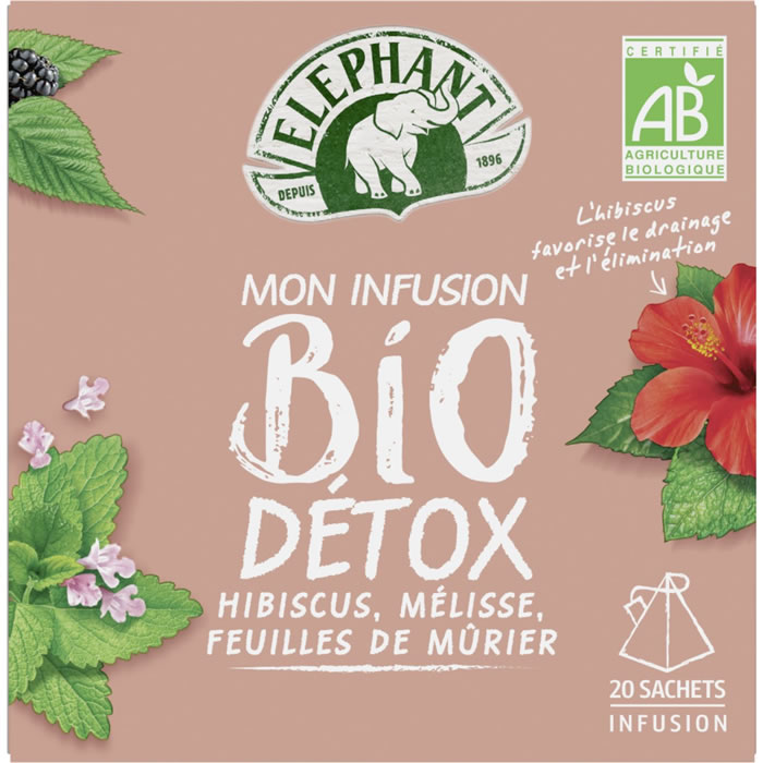 ELEPHANT Détox Infusion de hibiscus, mélisse et feuilles de mûrier bio