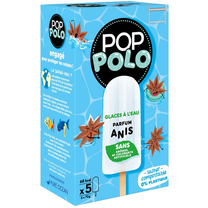 POP POLO Bâtonnets de glaces à l'eau aromatisées à l'anis