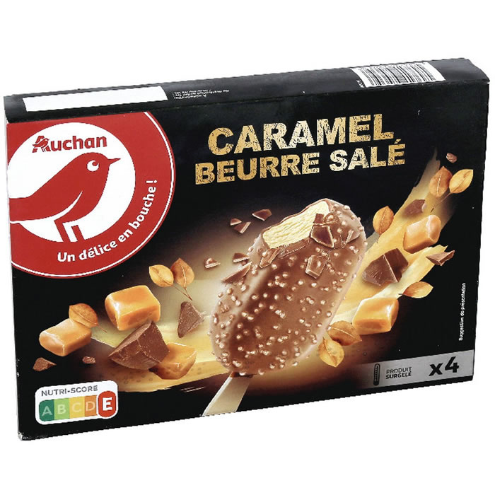 AUCHAN Les Plaisirs Glacés Bâtonnets caramel beurre salé