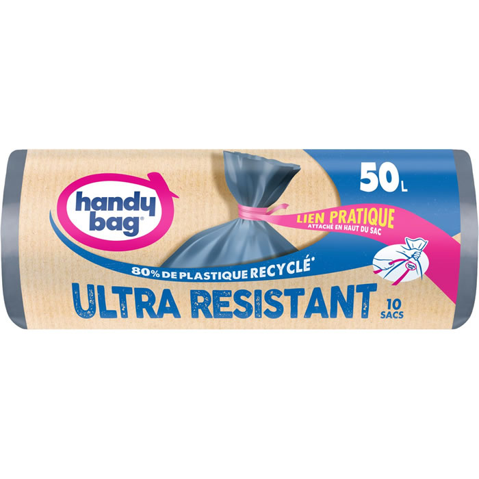 HANDY BAG Ultra Résistant Sacs poubelle à liens pratiques 50L