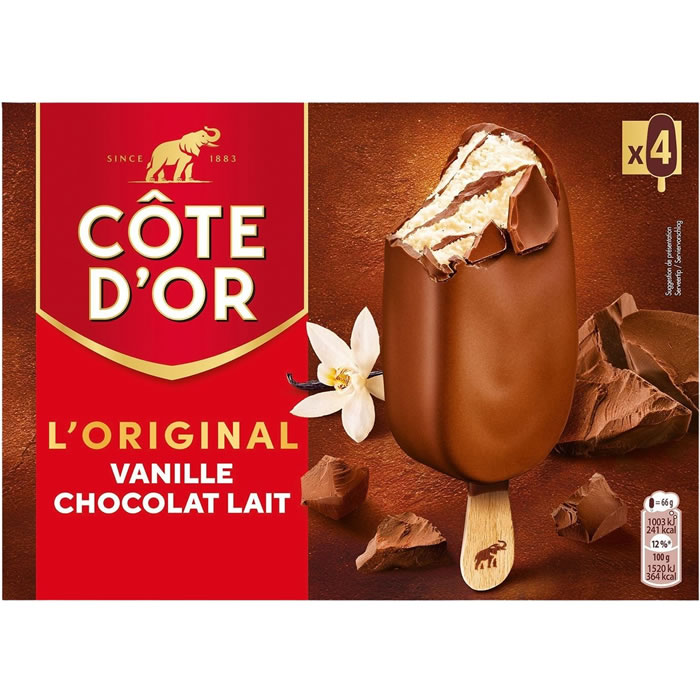 CÔTE D'OR Bâtonnets glacés vanille et chocolat au lait