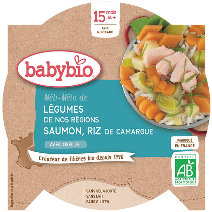BABYBIO Méli-mélo de légumes au saumon riz bio dès 15 mois