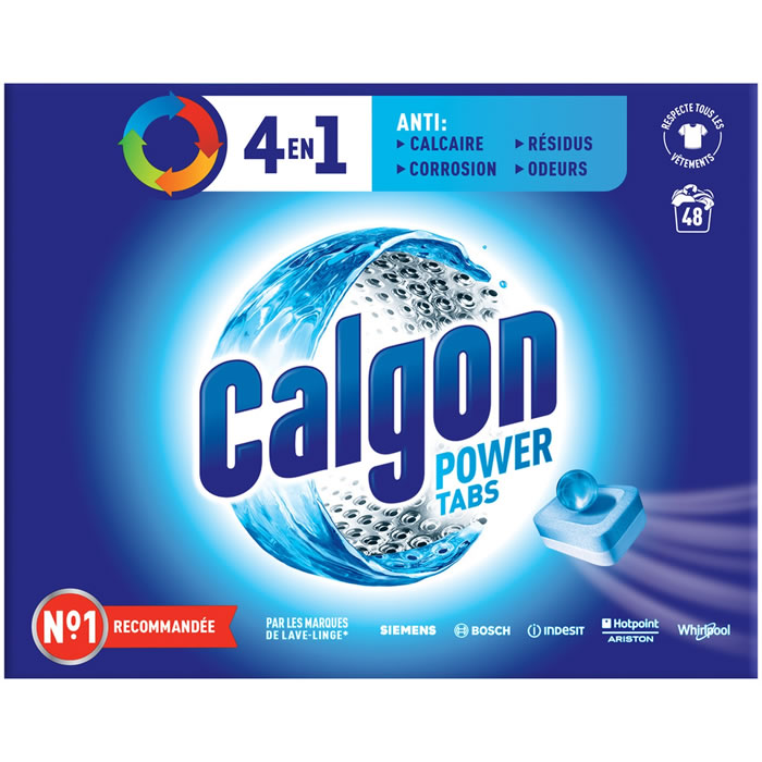 CALGON Powerball Tablettes 3 en 1 anticalcaire, résidus et odeurs
