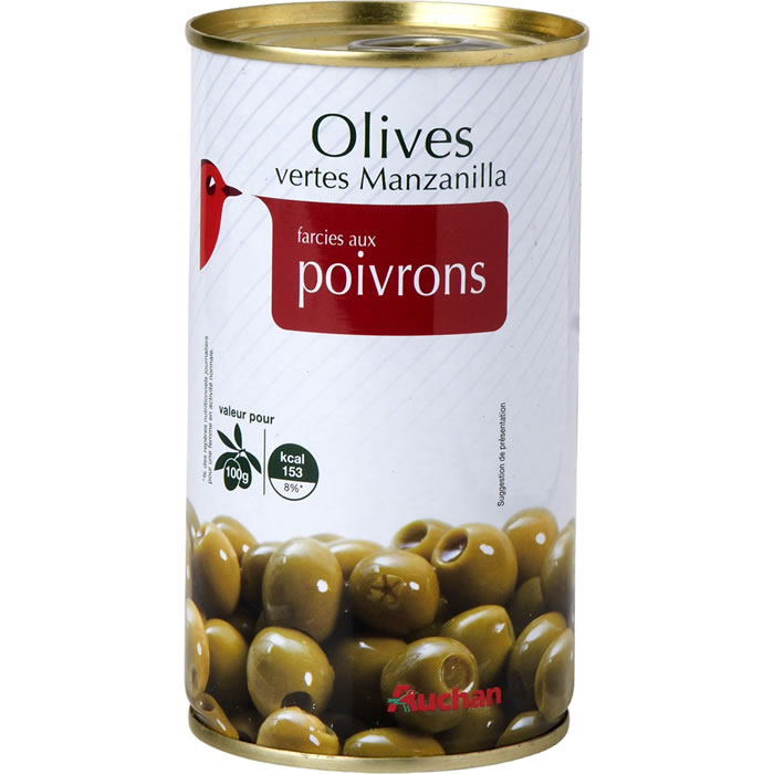 AUCHAN Olives vertes farcies aux poivrons
