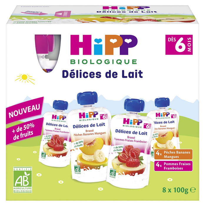 HIPP Assortiment de desserts lactés 2 variétés bio dès 6 mois