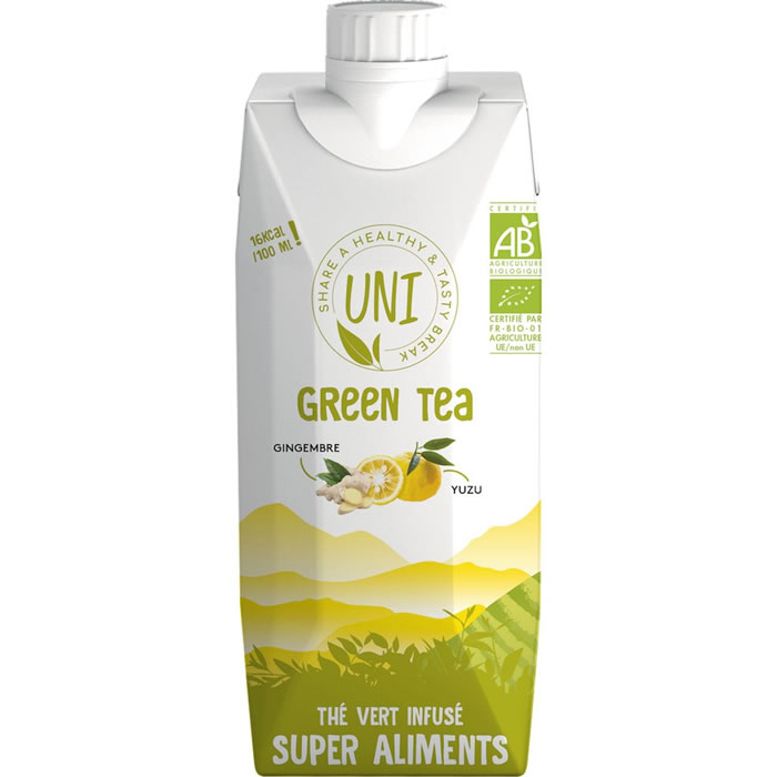 UNI TEA Thé vert infusé bio, purs jus de yuzu, gingembre et ginseng