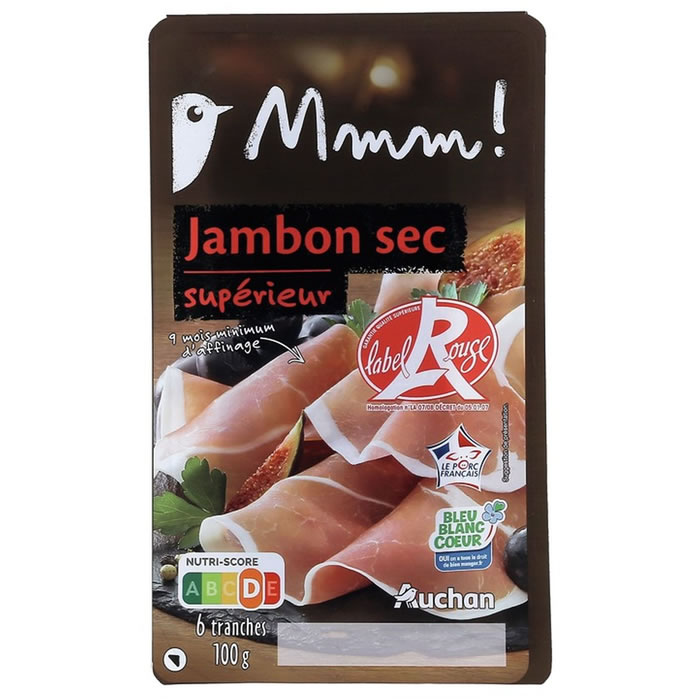 AUCHAN Jambon sec supérieur label rouge