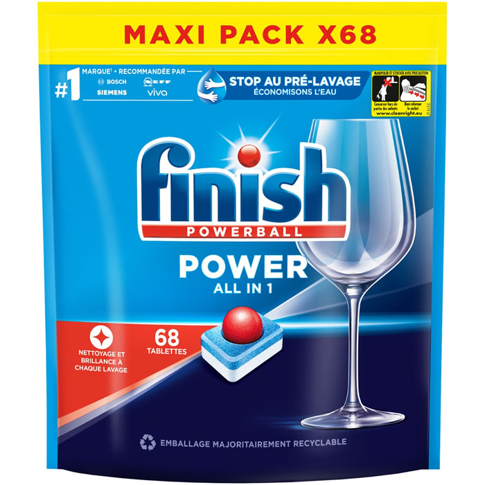 Finish Pastilles Lave-Vaisselle Powerball All in One 0% - Produits