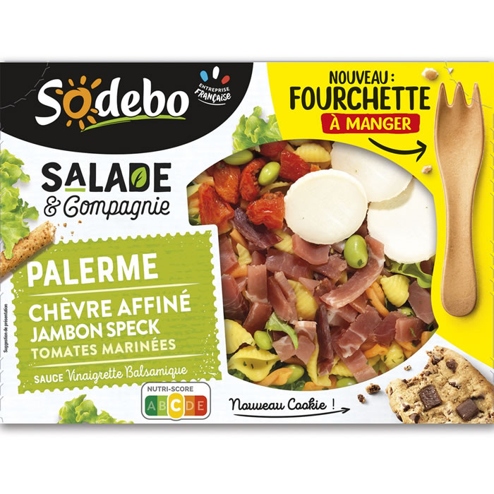 SODEBO Salade & Compagnie Salade Palerme au jambon speck, chèvre et tomate marinées