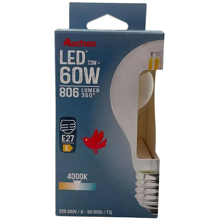 AUCHAN Ampoule LED 60W E27 blanche