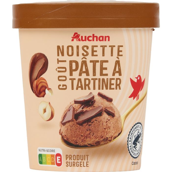 AUCHAN Crème glacée à la noisette et cacao