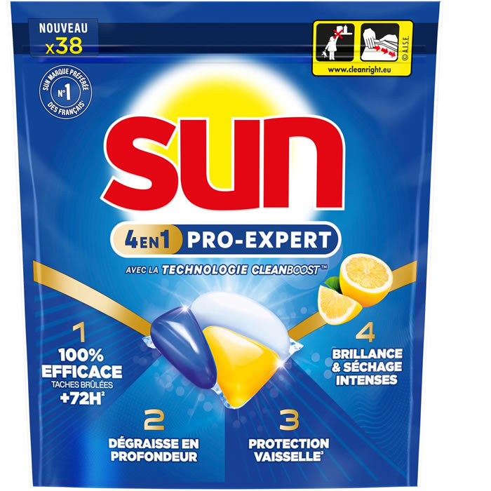 SUN : Pro Expert - Tablettes lave-vaisselle au citron 4 en 1