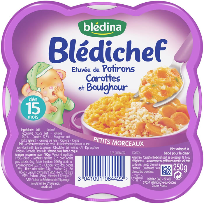 BLEDINA Blédichef Potiron, carottes et boulghour dès 15 mois
