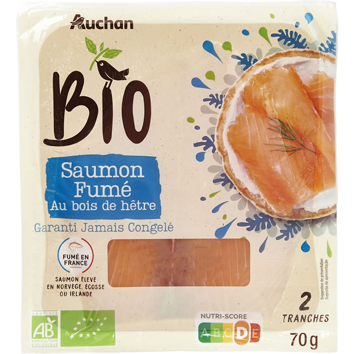 AUCHAN Saumon fumé bio