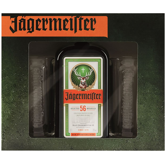 Coffret cadeau Jägermeister : bouteille 1 litre + coffret + 6 verres à  liqueur – DISEVIL