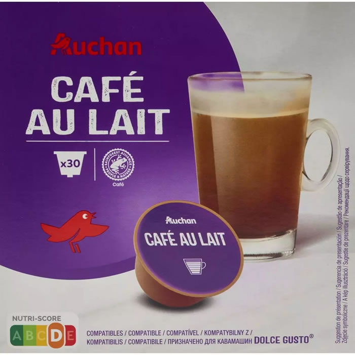 AUCHAN Capsules de café au lait