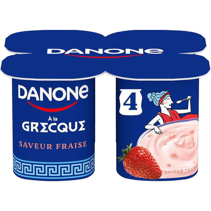 DANONE Yaourts à la grecque aux morceaux de fraises