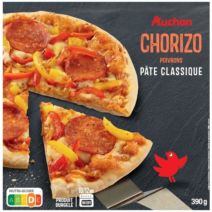 AUCHAN Pizza au chorizo et poivrons