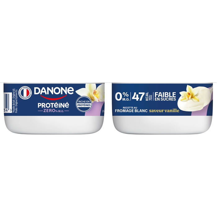 DANONE Protéiné Yaourt fromage blanc protéiné à la vanille 0% M.G