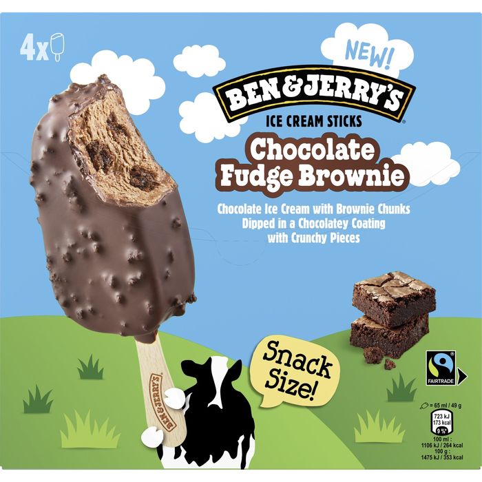 BEN & JERRY'S Bâtonnets glacés chocolat et brownies