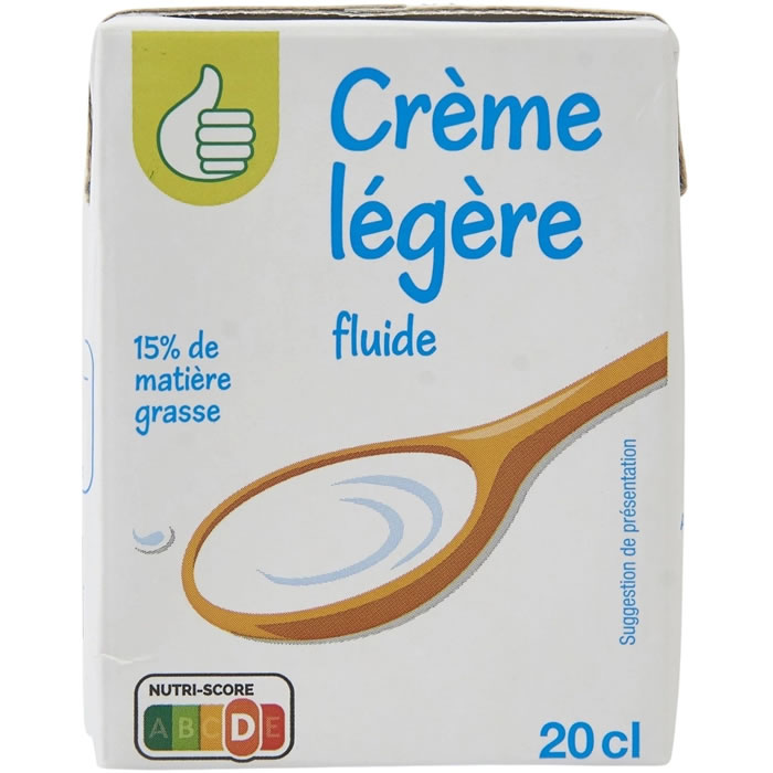 AUCHAN Essentiel Crème fluide légère 15% M.G UHT