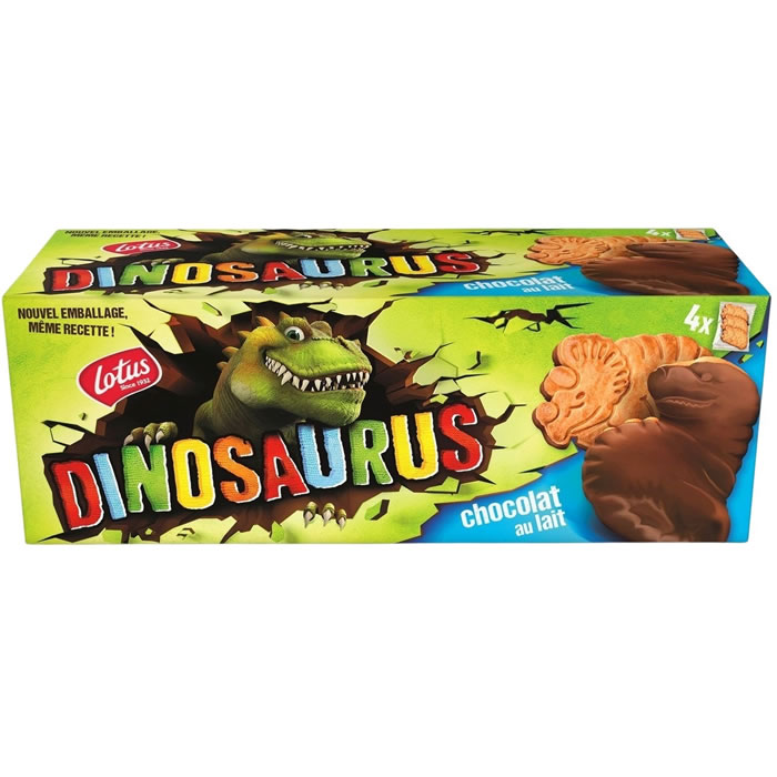 LOTUS Dinosaurus Biscuits nappés de chocolat au lait