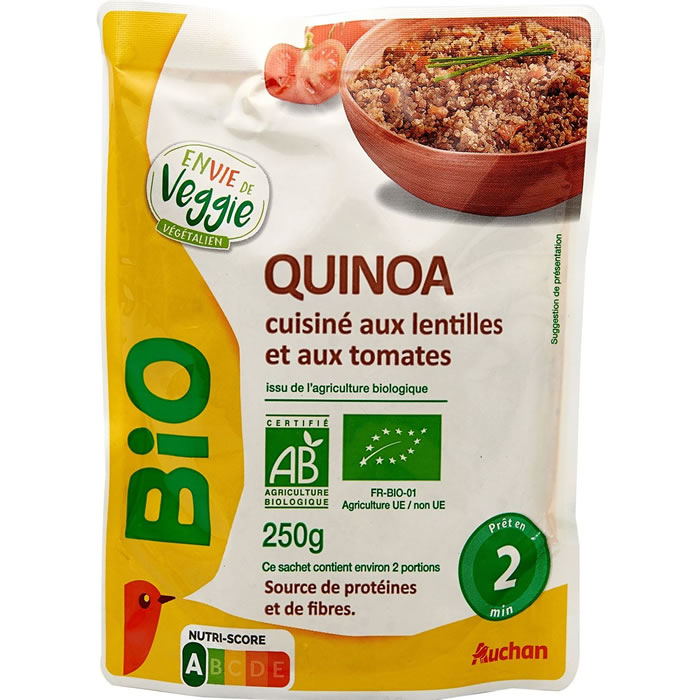 AUCHAN Quinoa aux lentilles et tomates bio