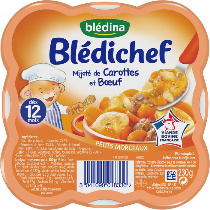 BLEDINA Blédichef Mijoté de carottes boeuf dès 12 mois
