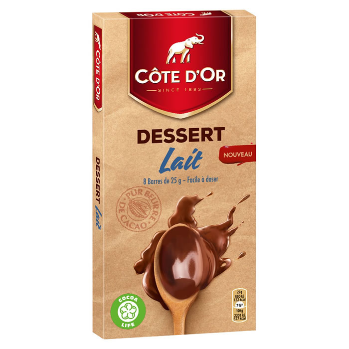 CÔTE D'OR Dessert Tablette de chocolat au lait pâtissier