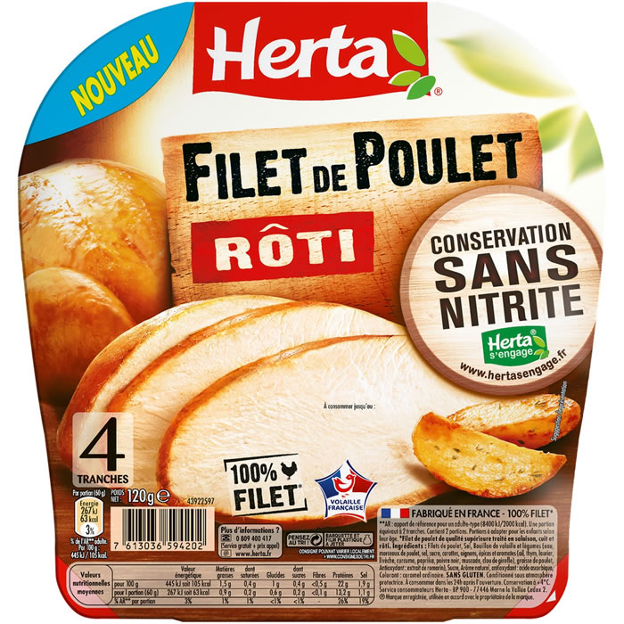 HERTA Filet de poulet rôti sans nitrite