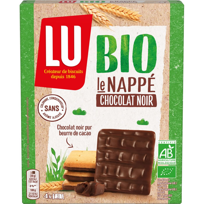 LU Biscuits nappés avec du chocolat noir bio