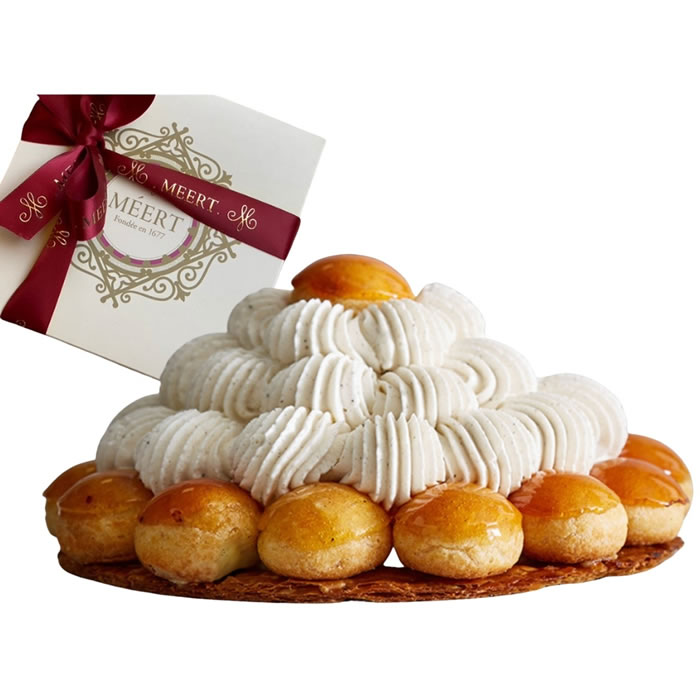 MEERT Saint Honoré Gâteau caramélisé aux petits choux garnis à la vanille