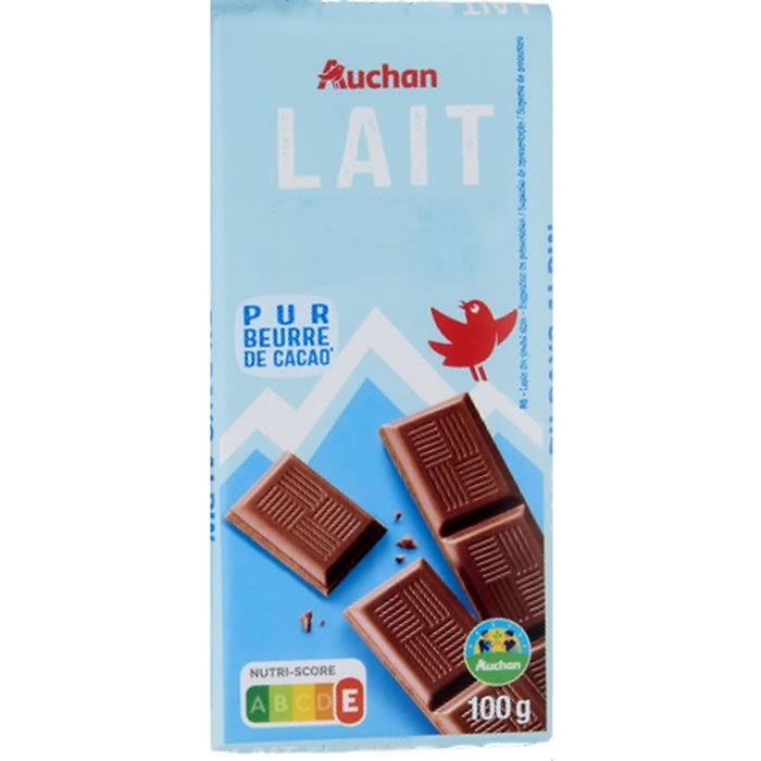 AUCHAN Tablette de chocolat au lait