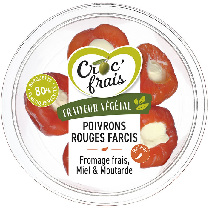CROC' FRAIS Poivrons rouges farcis au fromage frais, miel et moutarde