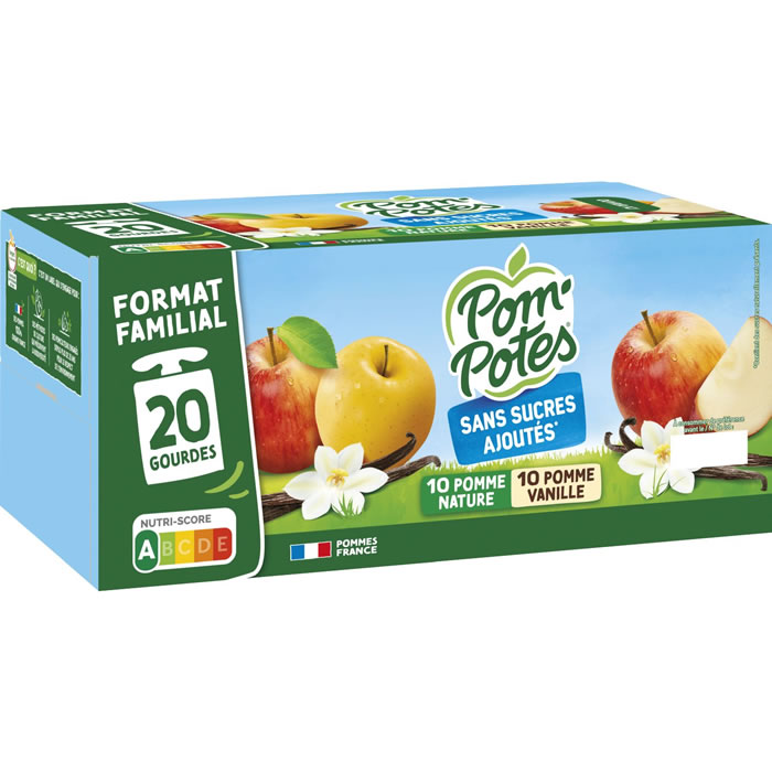 POM'POTES Dessert pomme vanille sans sucres ajoutés
