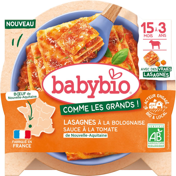 BABYBIO Lasagne à la bolognaise et sauce tomate dès 15 mois bio