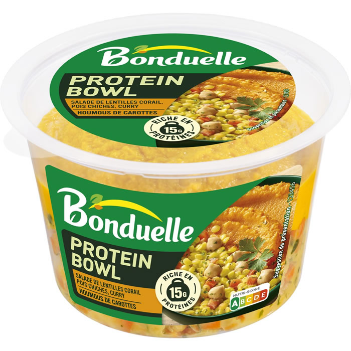 BONDUELLE Protein Bowl Salade de lentilles corail, pois chiches et houmous carottes