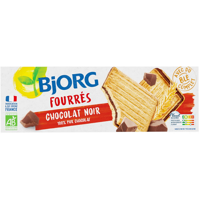 Biscuits Biscuits Fourrés chocolat noir 225g - Bjorg